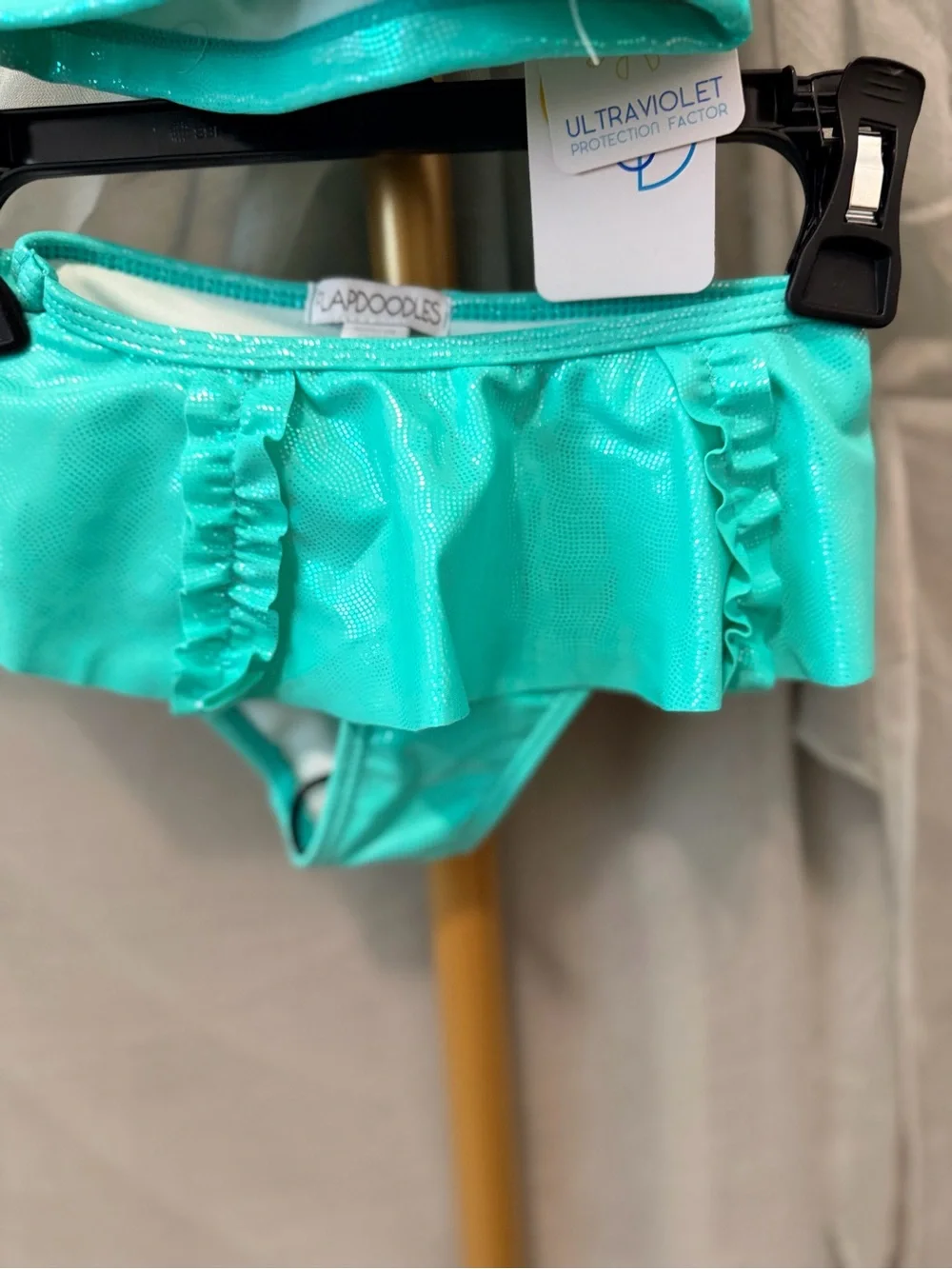 Flapdoodles Shimmery Turquoise Ruffle Swim Bottom